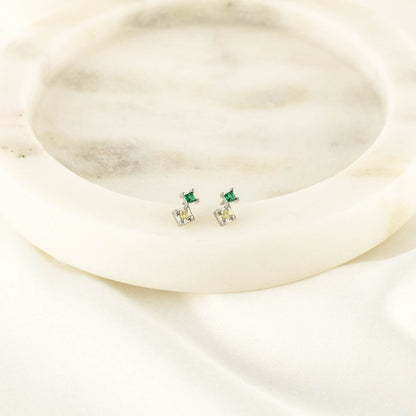 Hazel Green and Yellow Zircon Studs