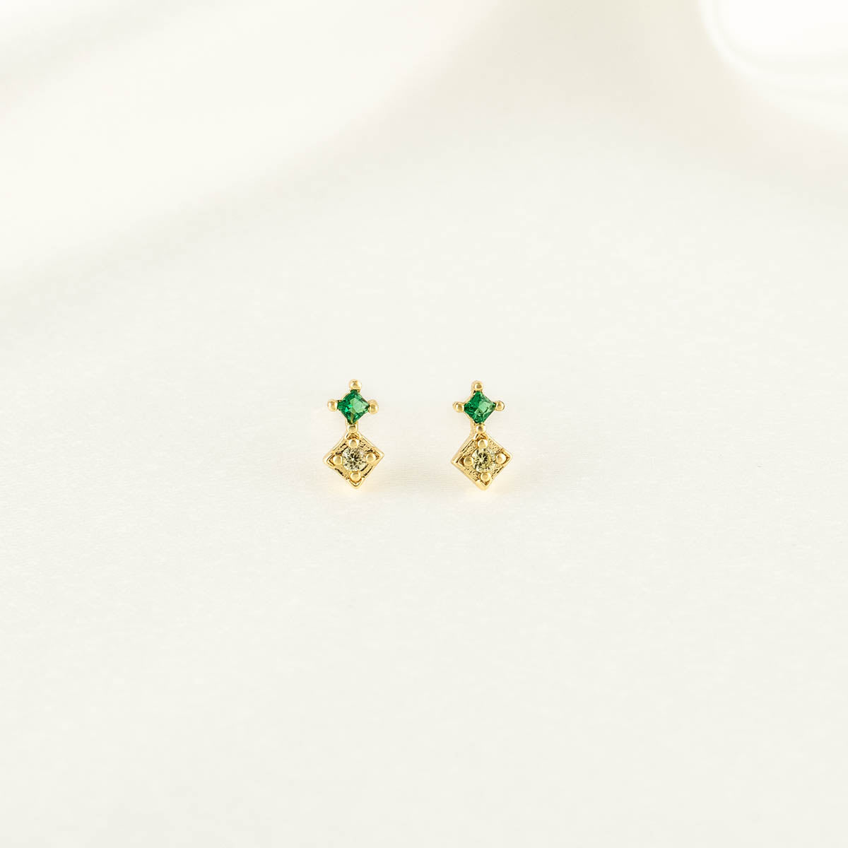 Hazel Green and Yellow Zircon Studs