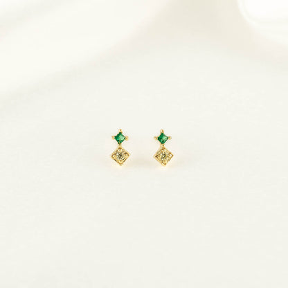 Hazel Green and Yellow Zircon Studs