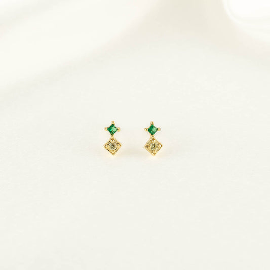 Hazel Green and Yellow Zircon Studs