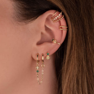 Hazel Yellow and Green Zircon Huggie Chain Earring