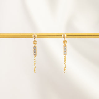 Sirius Moonstone Dangle Chain Studs - Gold Filled