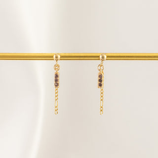 Ebony Rose Dangle Chain Studs - Gold Filled