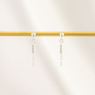 Rayne Diamond Dangle Chain Studs - Sterling Silver