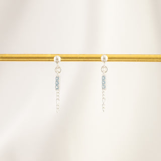 Sirius Moonstone Dangle Chain Studs - Sterling Silver