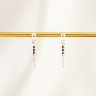 Ebony Rose Dangle Chain Studs - Sterling Silver