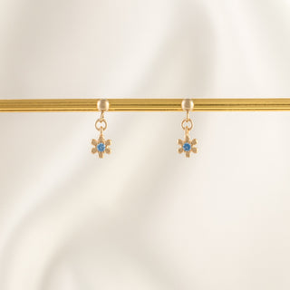 Azure Iris Dangle Studs - Gold Filled