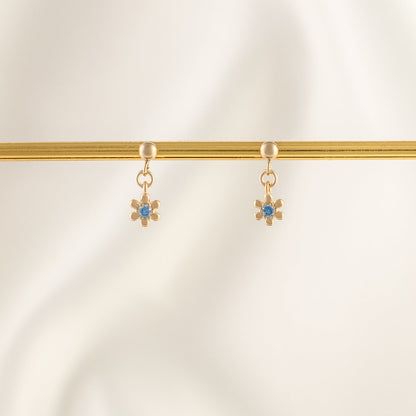 Azure Iris Sapphire Dangle Studs