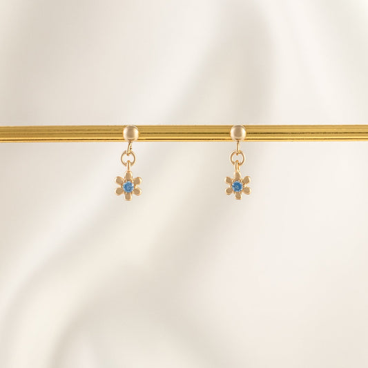Azure Iris Sapphire Dangle Studs