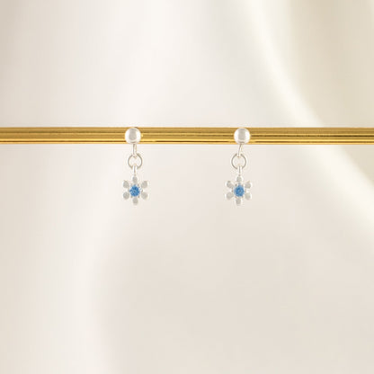Azure Iris Sapphire Dangle Studs