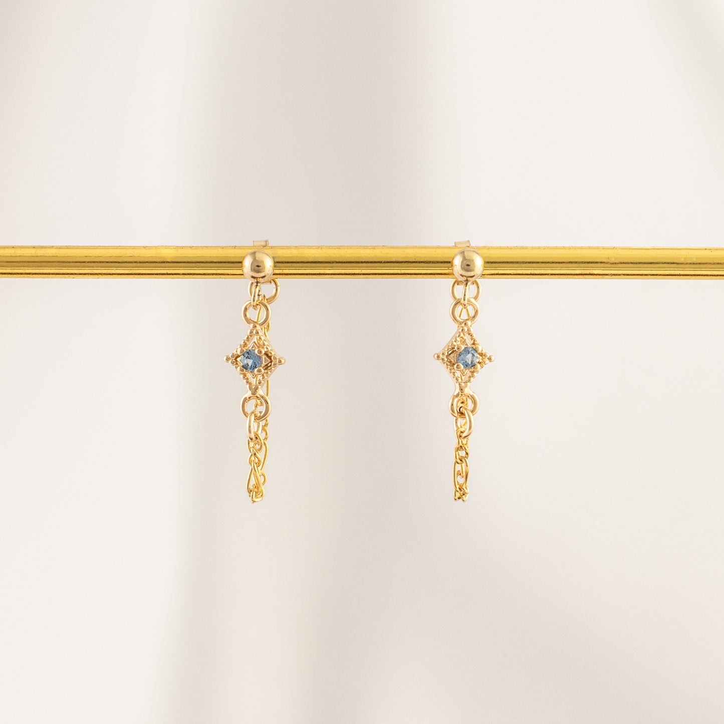 Linae Aquamarine Chain Studs