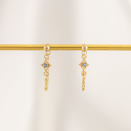 Linae Aquamarine Chain Studs