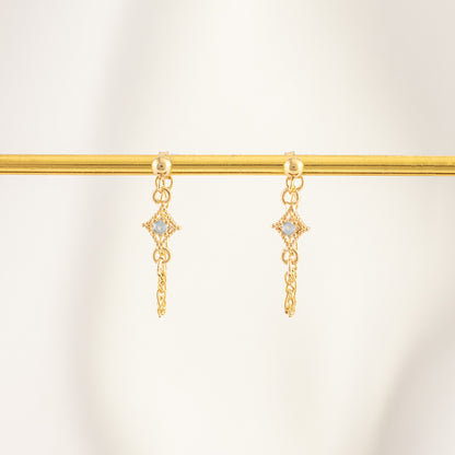 Glaucous Blue Moonstone Chain Studs