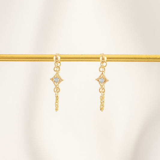 Glaucous Blue Moonstone Chain Studs