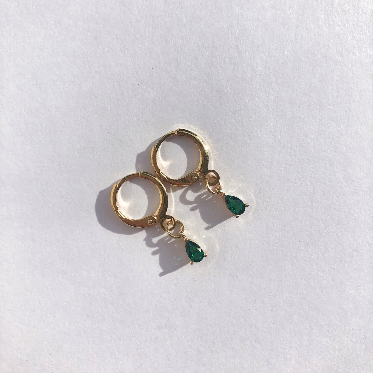 Esme Emerald Huggie Earrings