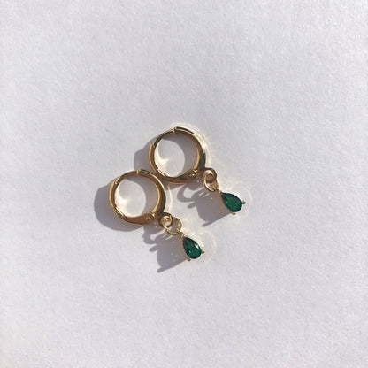 Esme Emerald Huggie Earrings