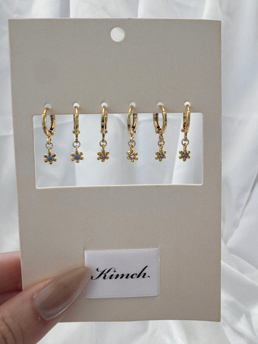 Iris Cherry Lavender Huggie Earrings Set