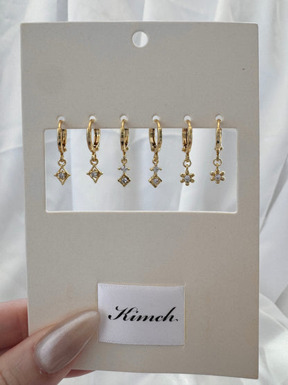 Stella Temperance Kalina Diamond Huggie Earrings Set