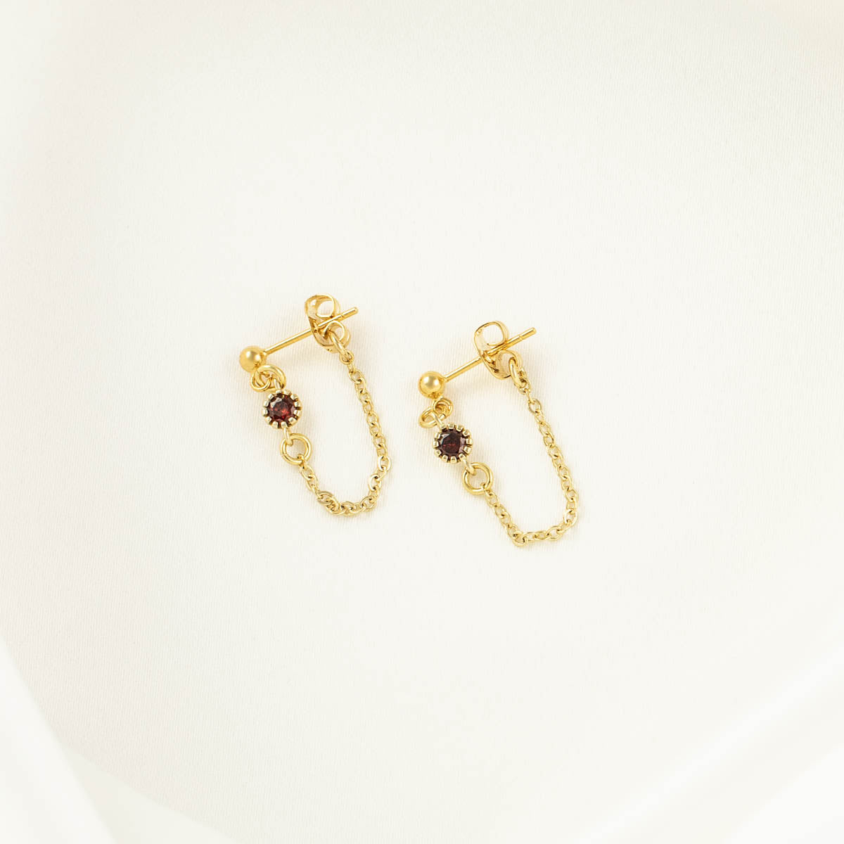 Jolie Red Zircon Chain Studs