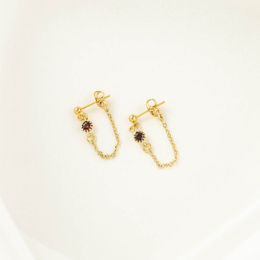 Jolie Red Zircon Chain Studs