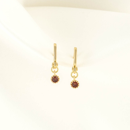 Jolie Red Zircon Huggie Earrings