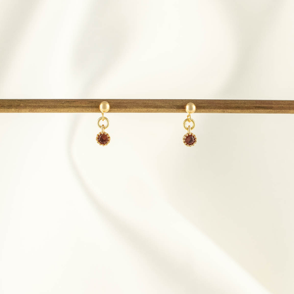 Jolie Red Zircon Dangle Studs
