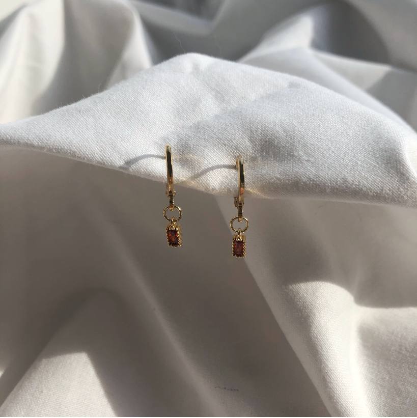 Juliet Ruby Huggie Earrings