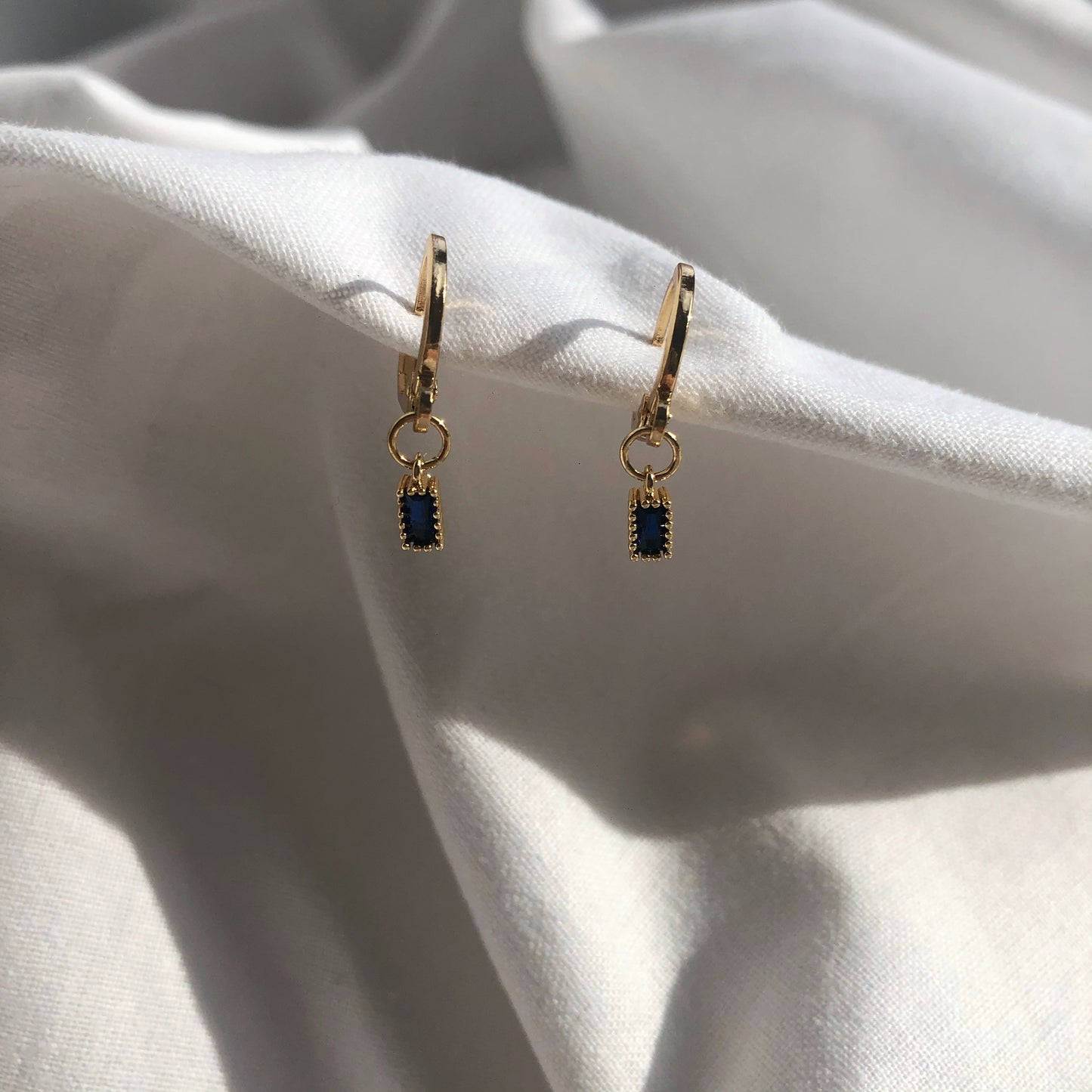 Ella Sapphire Huggie Earrings