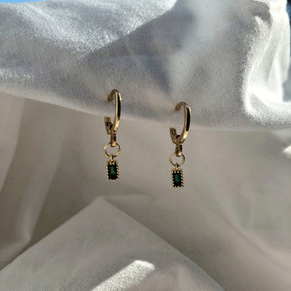 May Emerald Huggie Earrings