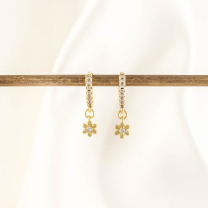 Kalina Flower Diamond Embellished Hoops