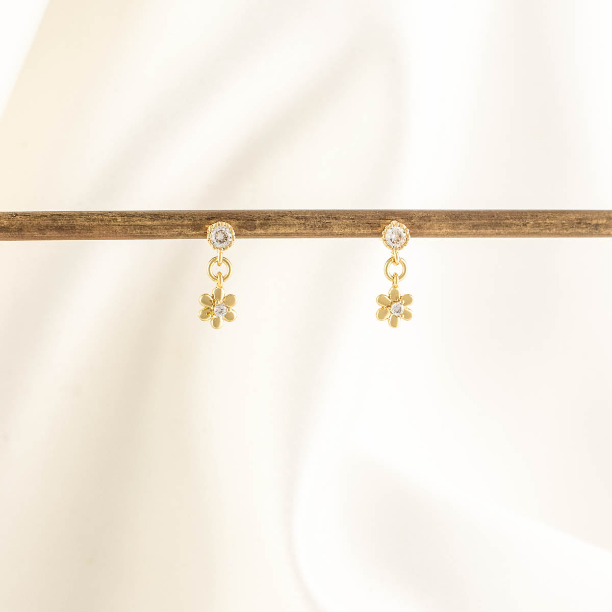 Kalina Flower Diamond Embellished Dangle Studs