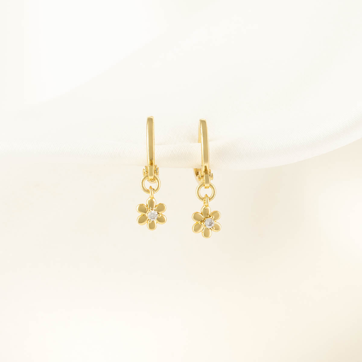 Kalina Flower Diamond Huggie Earrings
