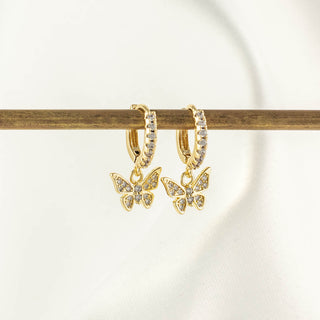 Kimi Butterfly White Zircon Embellished Hoops [PRE-ORDER]