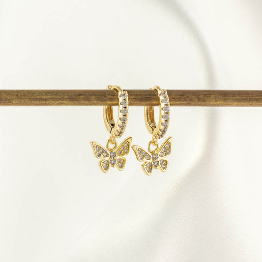Kimi Butterfly White Zircon Embellished Hoops