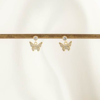Kimi Butterfly White Zircon Embellished Dangle Studs [PRE-ORDER]