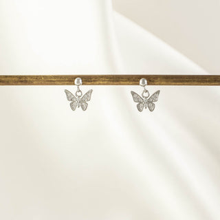 Kimi Butterfly White Zircon Dangle Studs [PRE-ORDER]