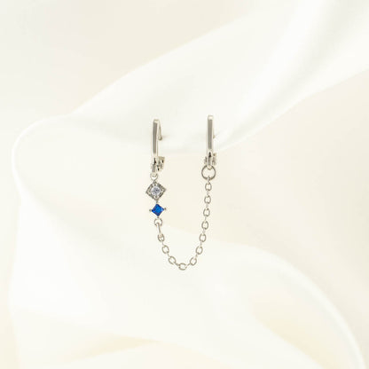 Lana Blue Zircon Huggie Chain Earrings