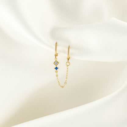 Lana Blue Zircon Huggie Chain Earrings