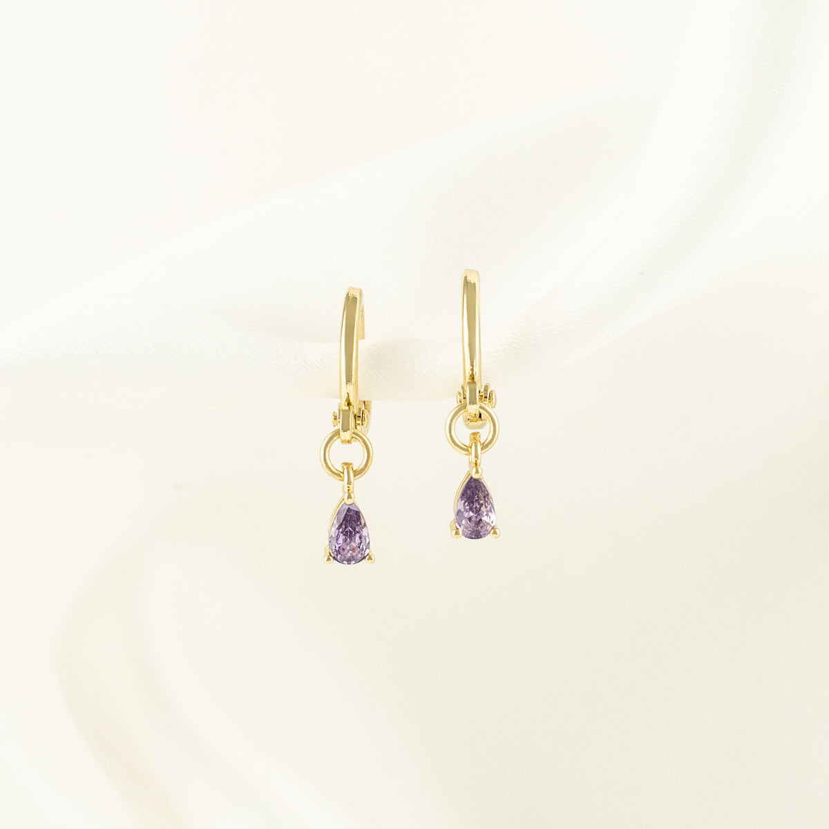 Lilac Amethyst Huggie Earrings