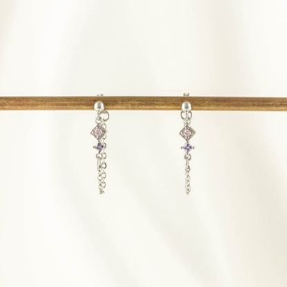 Mabel Pink and Purple Zircon Chain Studs