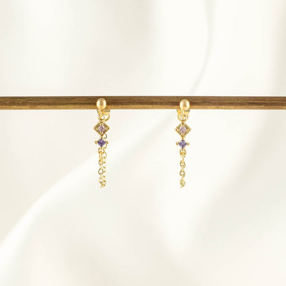 Mabel Pink and Purple Zircon Chain Studs