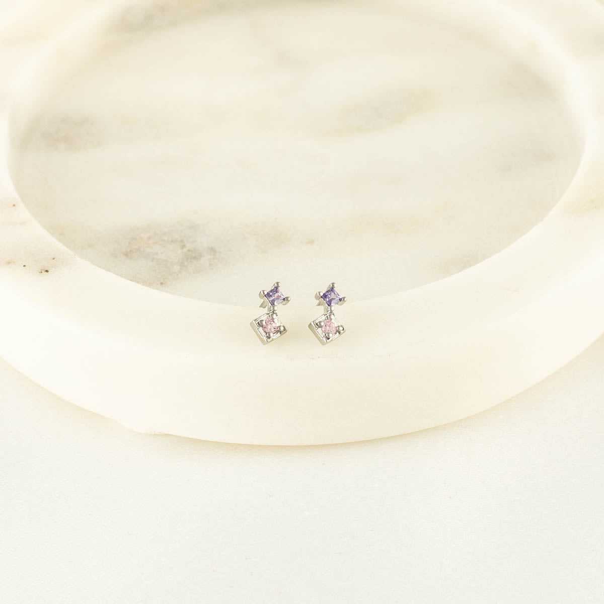 Mabel Pink and Purple Zircon Studs