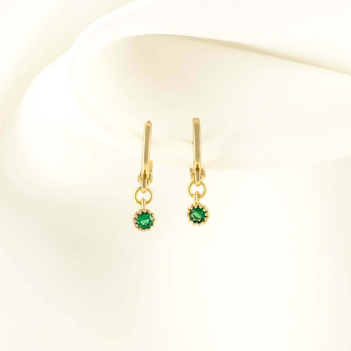 Natalia Green Zircon Huggie Earrings