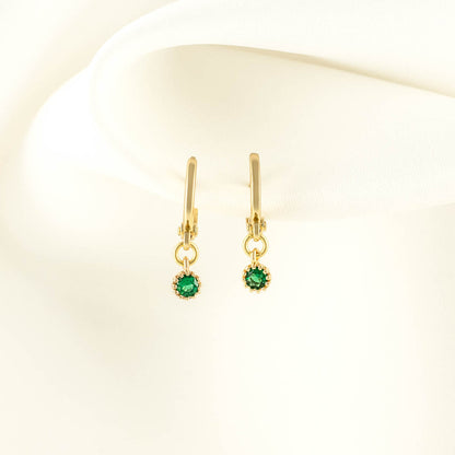 Natalia Green Zircon Huggie Earrings