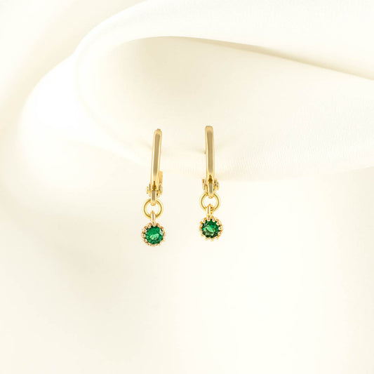 Natalia Green Zircon Huggie Earrings