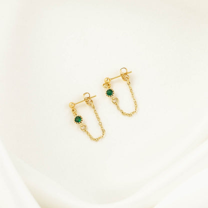 Natalia Green Zircon Chain Studs