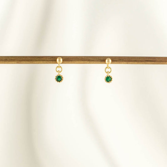 Natalia Green Zircon Dangle Studs