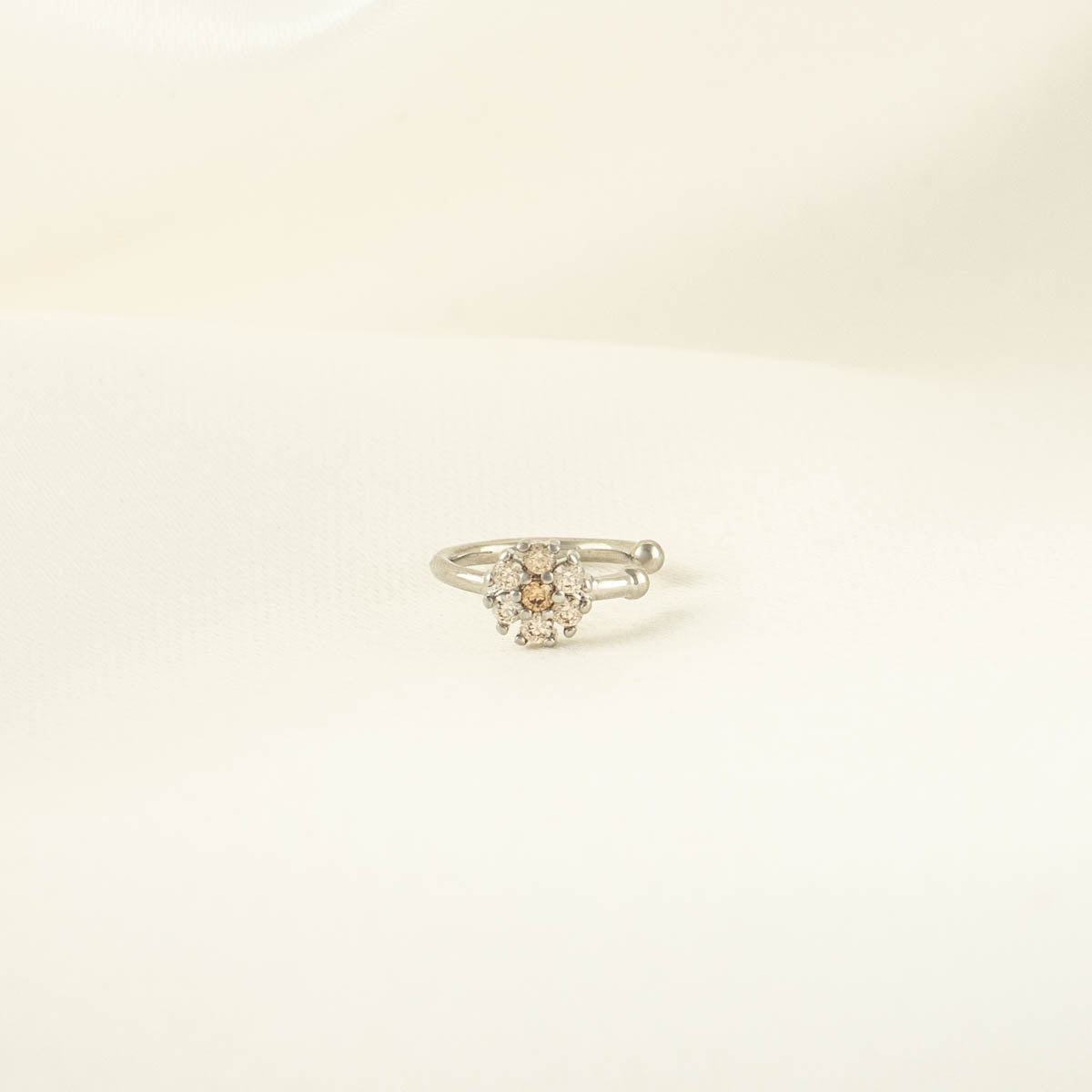 Olive Topaz Zircon Flower Ear Cuff