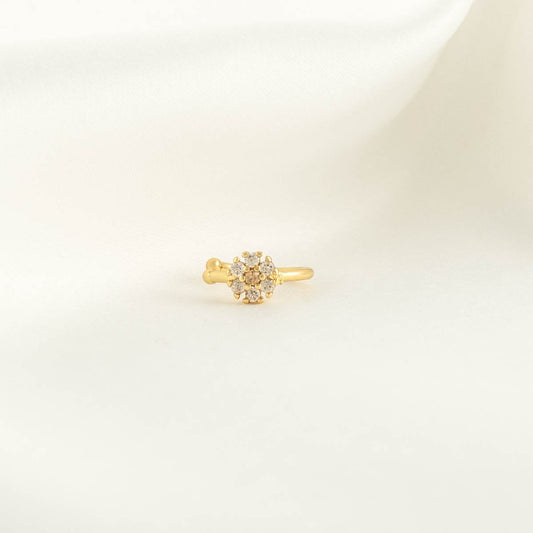 Olive Topaz Zircon Flower Ear Cuff