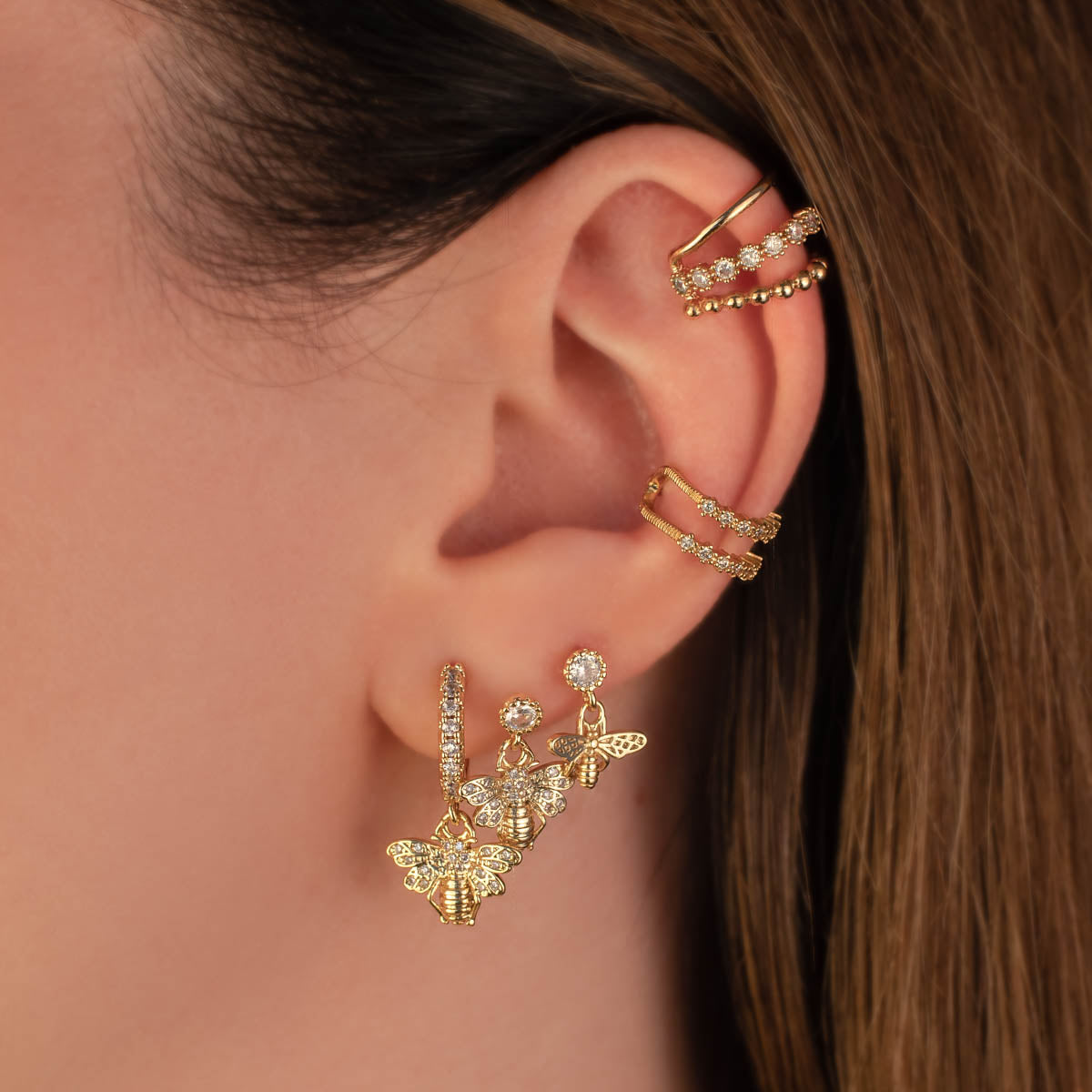 Queen Bee White Zircon Embellished Hoops